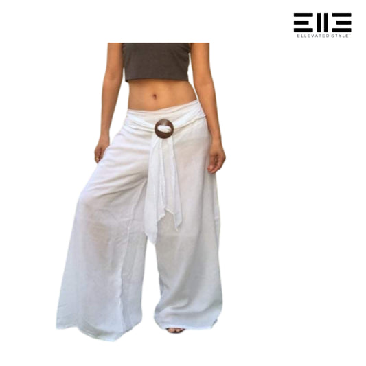 Cotton Palazzo Pants with Buckle
